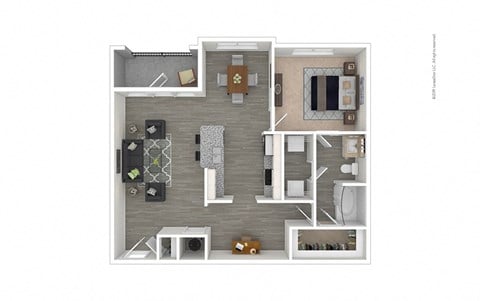 Floor plan for 1 bed, 1 bath, 984 sqft